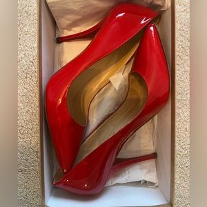 Christian Louboutin Batignolles 100 Patent Rouge Lipstick Heels